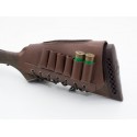 Cartridge belt buttstock 12 gauge with an insert left-handed leather brown