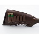 Cartridge belt buttstock 12 gauge with an insert leather brown