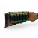 Cartridge belt buttstock for 6 bullets 12 gauge fabric camofluage