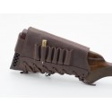 Cartridge belt buttstock 6 rifled bullets 7,62 gauge leather brown