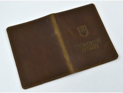 Обкладинка для документів оливкова шкіра Крейзі "Військовий квиток"