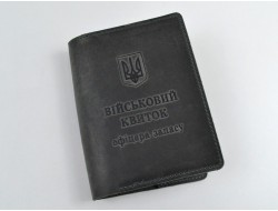 Обкладинка для документів шкіра Крейзі "Військовий квиток офіцера запасу" 920 сірий