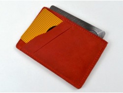 Cardholder leather "Crazy" red