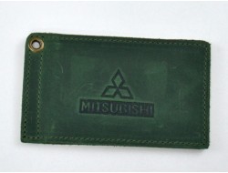 Driver license cover MITSUBISHI leather green