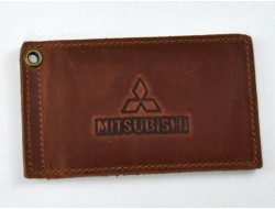 Driver license cover MITSUBISHI leather cognac