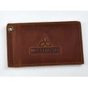 Driver license cover MITSUBISHI leather cognac