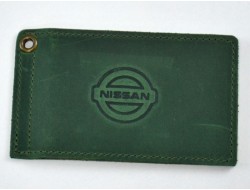 Driver license cover NISSAN leather green