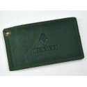 Driver license cover RENAULT leather green