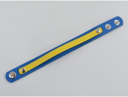 Wristband "spring" leather yellow+blue