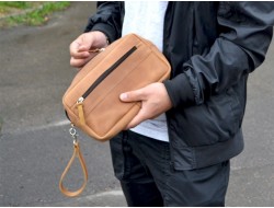 Male wristlet bag light brown