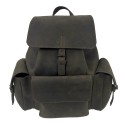 Leather backpack with 3 pockets brown